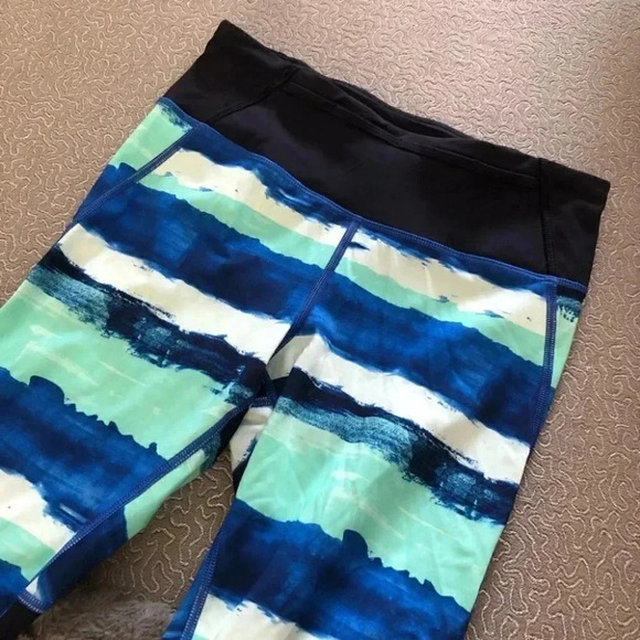 Lululemon Pace Pusher Crop *Full-On Luxtreme Brush Strokes Harbor Blue Menthol - Picture 3 of 15